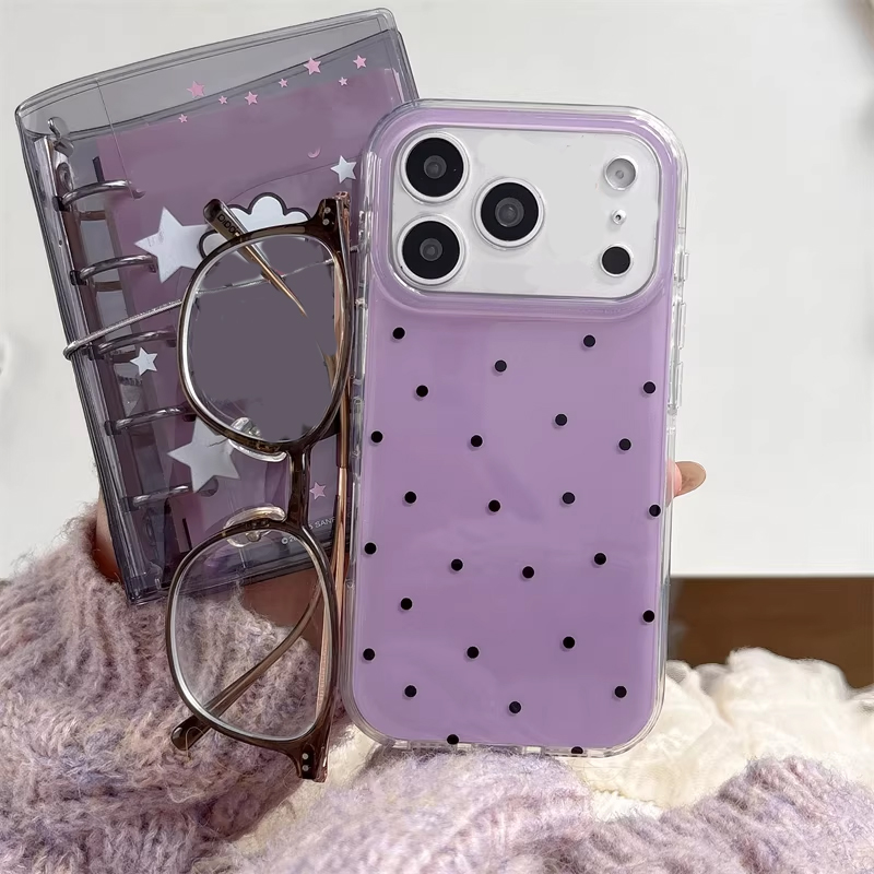 Phone Cases For Girls - เคสโทรศัพท์ลายการ์ตูนจุดสีม่วงสไตล์เกาหลีน่ารักสำหรับ iPhone 17 16 15 14