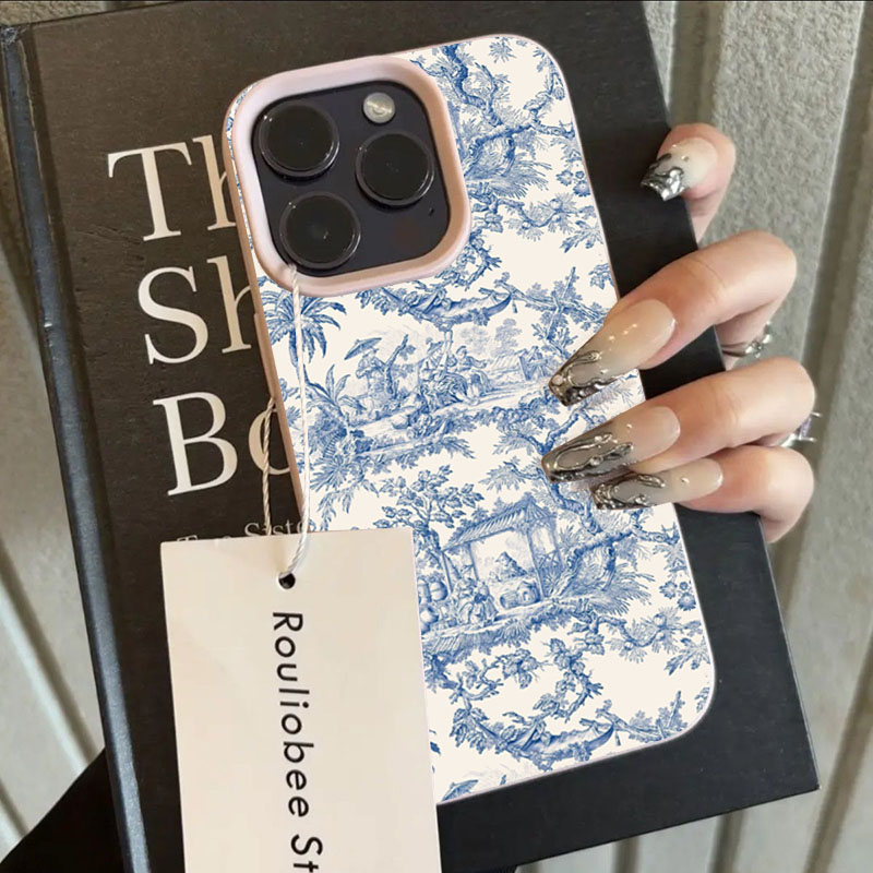 Phone Cases Blue - เคสโทรศัพท์ลายครามสีน้ำเงินขาวแฟชั่น สำหรับ iPhone 17 16 15