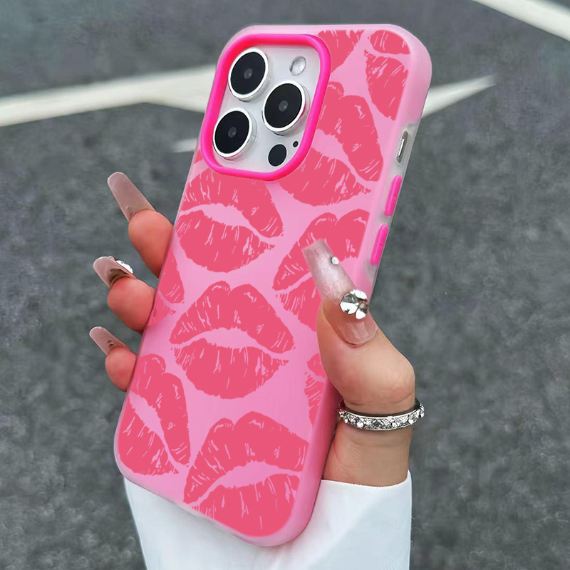 Phone Cases For Girls - เคสโทรศัพท์ลายสาวเซ็กซี่ ปากสีชมพู ดีไซน์ 2 in 1