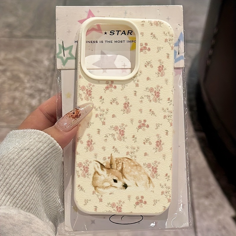 Phone Cases Cute Iphone 14 - เคสโทรศัพท์ลายกวางน่ารัก ลายดอกไม้เต็มพื้นผิว สำหรับ iPhone 17 16