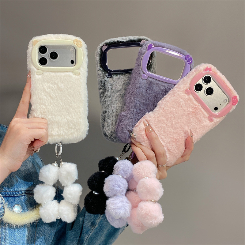 Phone Cases Protective - เคสโทรศัพท์ขนเฟอร์สีพื้นสุดหรู สำหรับ iPhone 17 Air 16
