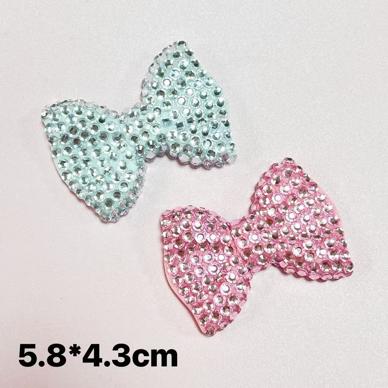 Phone Cases Europe - 2 ชิ้นหรูหราขนาดใหญ่เรซิ่นสี AB กลับโบว์ Kawaii สีชมพู