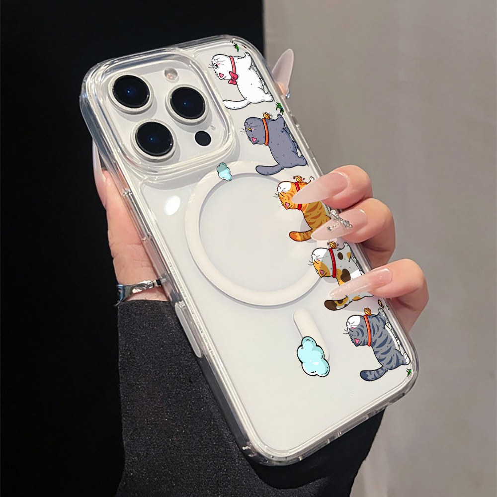 Phone Cases Cute Iphone 14 - เคสโทรศัพท์ใสลายการ์ตูนแมวน่ารักสำหรับ iPhone 17 11 12 13
