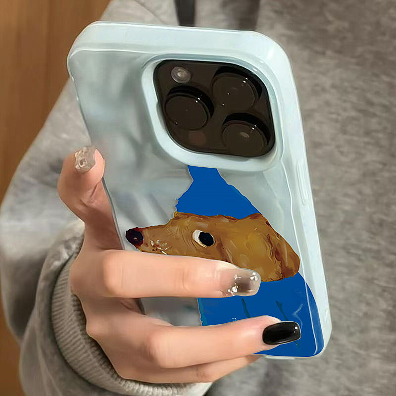 Phone Cases Cute Iphone 14 - หมวกสีฟ้าลูกสุนัขพับเนื้อซิลิโคนสําหรับiPhone 16 17 Air 15 14