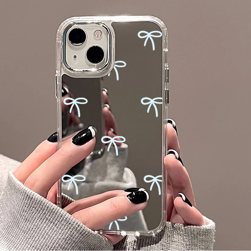 Phone Cases Blue - เคสโทรศัพท์ลายโบว์สีฟ้าอ่อนสำหรับ iPhone 11 12 13 14