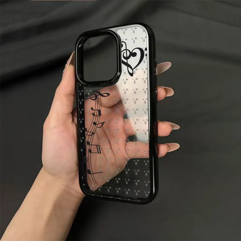 Phone Cases For Girls - เคสโทรศัพท์ลายการ์ตูนสาวน้อยน่ารักสไตล์ INS พร้อมลายโน้ตดนตรีและดาว สำหรับ iPhone 17