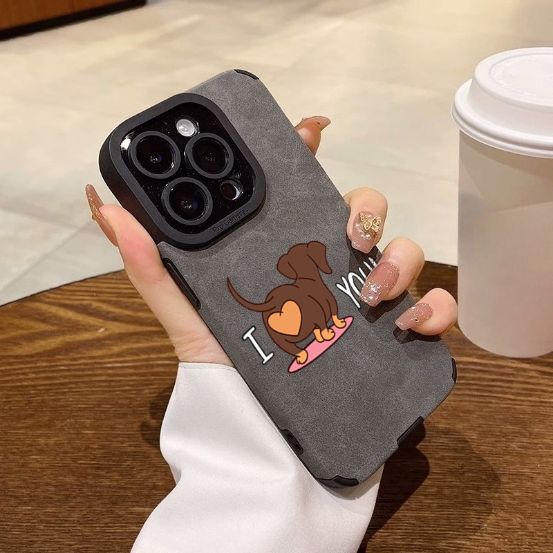 Phone Cases Cute Iphone 14 - เคสโทรศัพท์ลายหัวใจน้องหมาดัชชุนด์สุดน่ารัก สำหรับ iPhone 11 12 13