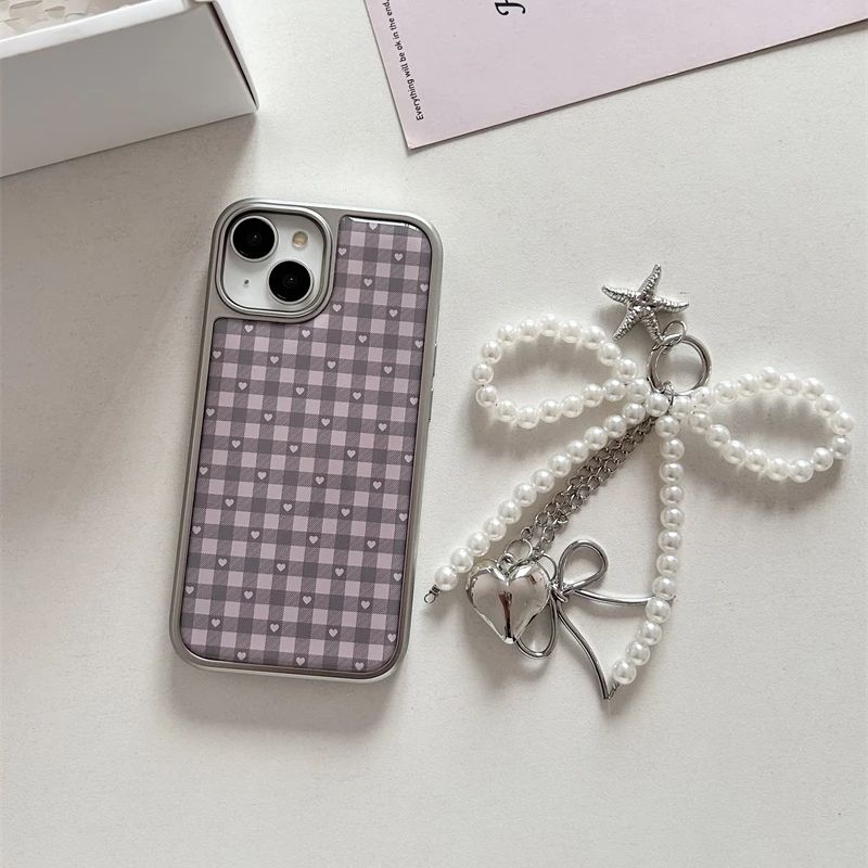 เคสโทรศัพท์ลายตารางสีชมพูม่วงร - Phone Cases For Girls บทวิจารณ์และราคา