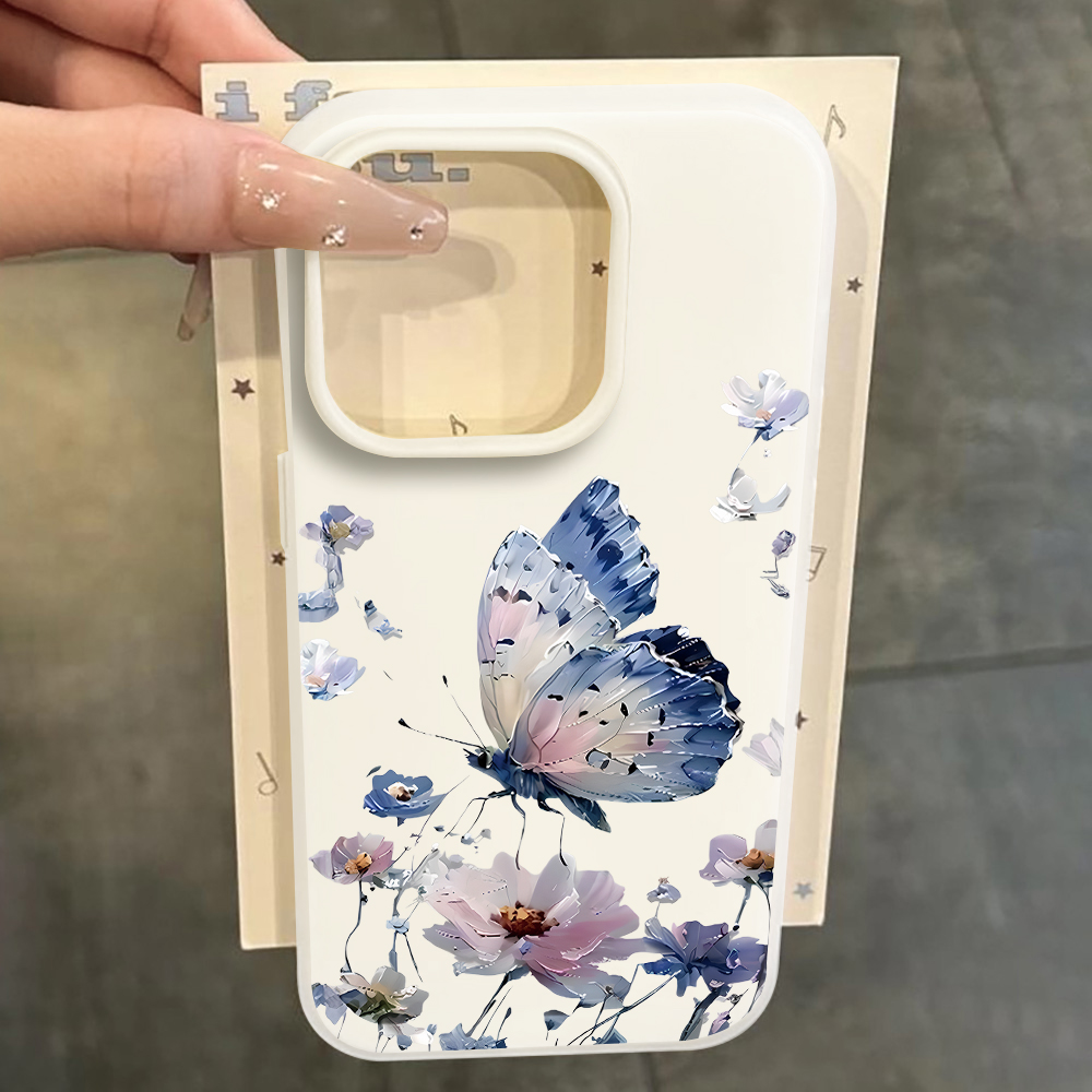 เคสโทรศัพท์ลายดอกไม้ผีเสื้อสีน - Phone Cases Blue บทวิจารณ์และราคา