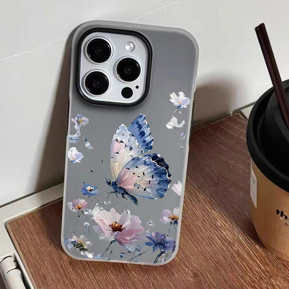 เคสโทรศัพท์ลายดอกไม้ผีเสื้อสีน - Phone Cases Blue บทวิจารณ์และราคา