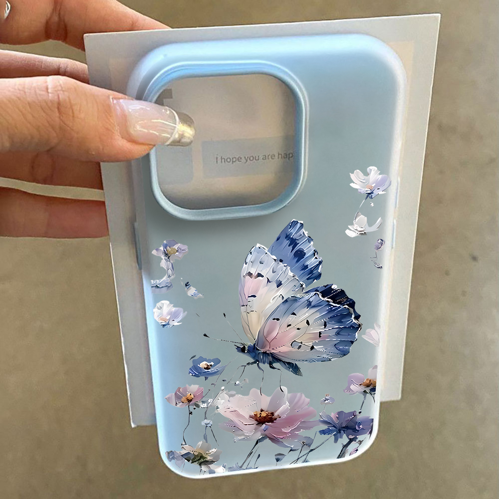 เคสโทรศัพท์ลายดอกไม้ผีเสื้อสีน - Phone Cases Blue บทวิจารณ์และราคา