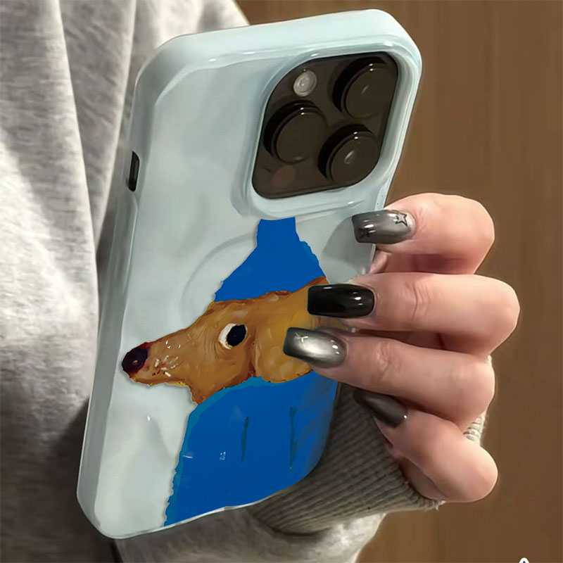 หมวกสีฟ้าลูกสุนัขพับเนื้อซิลิโ - Phone Cases Cute Iphone 14 บทวิจารณ์และราคา