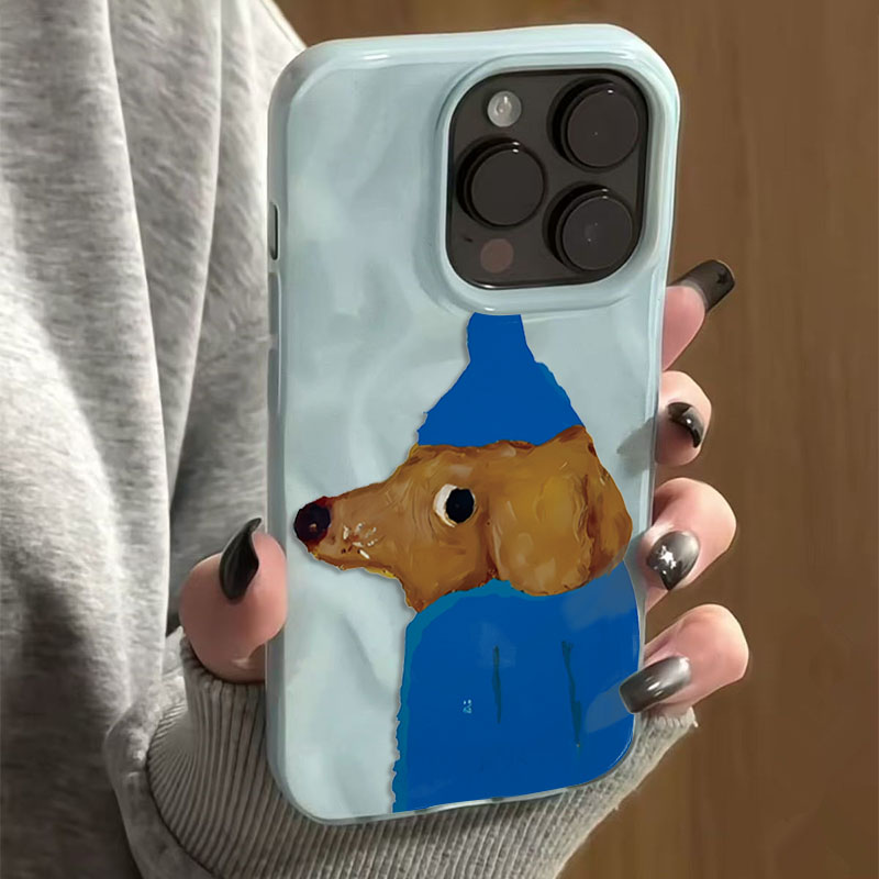หมวกสีฟ้าลูกสุนัขพับเนื้อซิลิโ - Phone Cases Cute Iphone 14 บทวิจารณ์และราคา