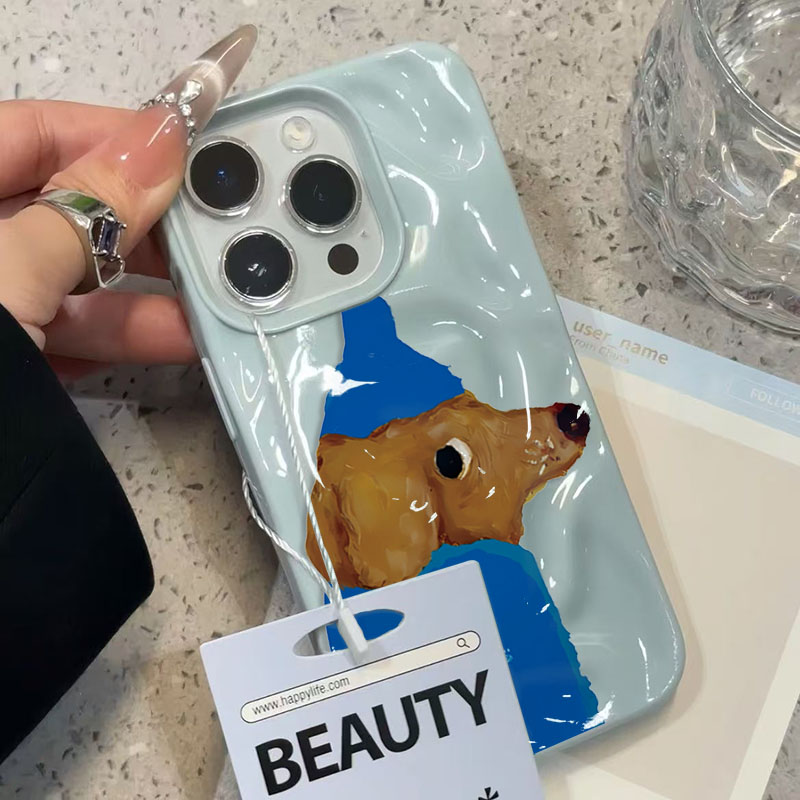 หมวกสีฟ้าลูกสุนัขพับเนื้อซิลิโ - Phone Cases Cute Iphone 14 บทวิจารณ์และราคา