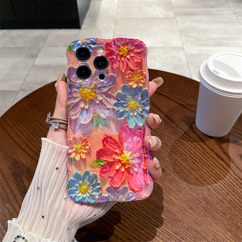 เคสโทรศัพท์ซิลิโคนลายดอกไม้สีน - Phone Cases Blue บทวิจารณ์และราคา
